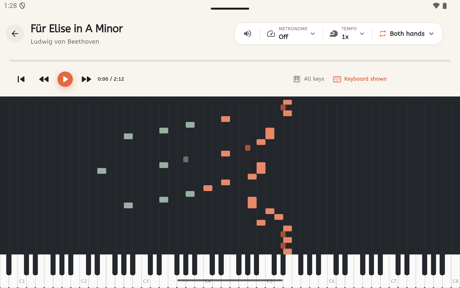 Playing a song on a tablet